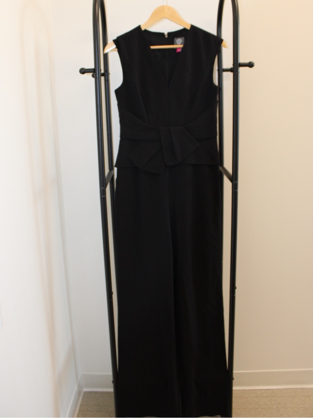 Vince Camuto Black Sleeveless Wide-Leg Jumpsuit with Peplum Waist